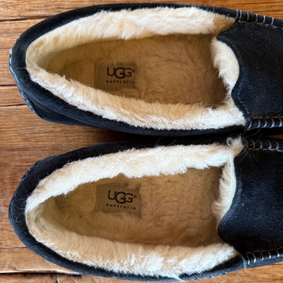 Navy Blue Suede UGG Slippers - Picture 2 of 4